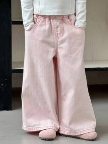 Dazy Kids Young Girls Solid Color Casual Denim Jeans - Pink - View 6