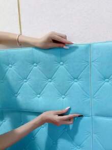 SHEIN 13.77*27.55英寸 3D 压花泡沫墙纸，仿皮革纹理，柔软有纹理（厚度 0.4 厘米/0.16 英寸），自粘泡沫墙贴，房间装饰墙面装饰墙贴