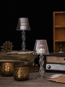 SHEIN 1 件优雅玻璃烛台 - 透明锥形，适合婚礼、派对和家居装饰 | 非常适合餐桌中心装饰和春季/家居美学 - 透明 - 查看 8