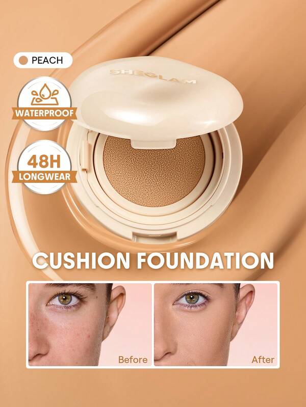 SHEGLAM Lock & Go Long-Lasting Base Cushion-Peach Marca Belleza Maquillaje Cosmético para Mujeres Niñas Perfecto para Otoño Invierno Ideal para Y2K Elegante Moda Adecuado para Cumpleaños Navidad Presente Fiesta Listo Mejor Color