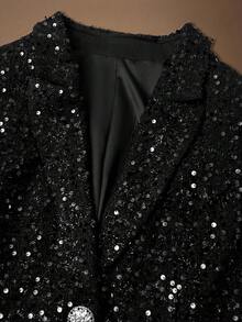 Radiana Bộ áo khoác và quần dài đính sequin thanh lịch dành cho nữ cỡ lớn thời trang thu đông, xuân hè, phù hợp với phong cách đường phố, dạ hội, ngày lễ tình nhân - màu đen - Xem 11