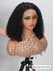 Density Pro 13x4 Transparent Lace Front Curly Wave Bob Wig Raw Human Hair 200% Density Pre Plucked Baby Hair Natural Hairline For Women Natural Black - 9AM Hair Sport Vacation Travel Festival Prom Outdoor Cosplay Campus School Beach Wedding Camping Holiday Outfits Summer Outfits Vacay Vibes Charm Elegant Casual Y2k Fashion Styles Ss25 - SNatural - View 3