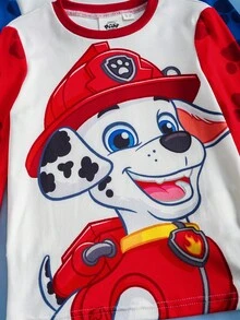 SHEIN | PAW Patrol 6pcs/Set Young Boy Casual Cartoon Puppy Print Round Neck Raglan Long Sleeve Top And Pants Comfortable Stretchy Pajama Set - Multicolor - View 5