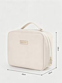 SHEIN Organisateur de maquillage de voyage élégant - Sac en PU spacieux avec porte-pinceaux amovible, compartiments transparents et fermeture éclair sécurisée