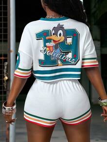 Slaydiva 夏季新款音乐节生日派对毕业季学生日常外出基本百搭休闲度假邮轮旅行海滩海边日光浴网红热销两件套短裤套装女装两件套休闲套装女式露脐上衣短裤套装女式夏季服装 - 白色 - 查看 9