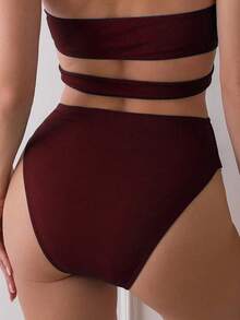 Swim Basics Traje de baño de una pieza para mujer con escote en V profundo, recorte sexy y espalda descubierta, para usar en la playa y de vacaciones de verano