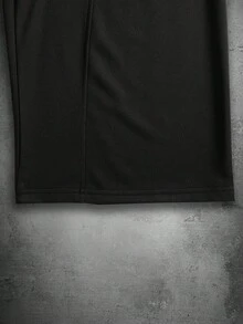 Manfinity Hypemode 男士休闲日常通勤简约纯色宽松阔腿运动裤，带流苏抽绳腰带，男士冬季服装，送给男友的完美礼物，街头潮流单品，校园及万圣节黑色日系运动裤 - 黑色 - 查看 3