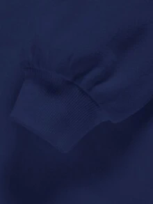 Áo sweatshirt dài tay dáng rộng, họa tiết hoạt hình NY tối giản, phong cách thường ngày cho bé trai tuổi teen, thích hợp cho mùa thu/đông. - Màu xanh hải quân - Xem 5