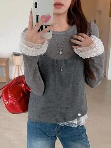 DAZY Chaleco de mujer tipo camisola de estilo vintage minimalista - Gris - Ver 6
