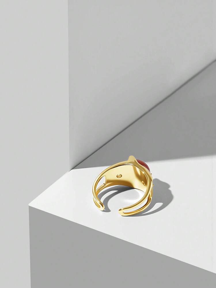 18K GOLD PLATED NATURAL STONE RING