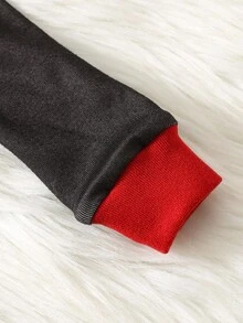 SHEIN 3 件套男婴紧身圣诞老人图案针织柔软圆领长袖上衣和红色格子松紧腰裤紧身睡衣套装，爸爸和我配套服装（单独出售） - 彩色 - 查看 5