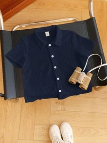 1 件年轻男孩儿童休闲学院舒适翻领宽松白色短袖衬衫适合通勤上学日常休闲学院适合返校适合生日派对、聚会、表演、婚礼、洗礼、返校日常适合上学适合旅行适合运动适合春夏季