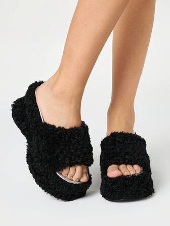 Damen Dunkel Punk Goth Sandalen, Sommer Offene Zehe Urlaubs Sandalen, Schwarze Riemen Asymmetrischer Absatz Outdoor Keilabsatz Plateau Sandalen