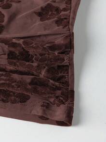 EMERY ROSE 休闲百搭褶皱修身无袖女式上衣 - 紫紅色 - 查看 7