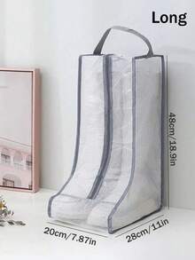 SHEIN Boots Storage Bag, Long Boots And Short Boots Storage Shoe Bag, New Fashion Transparent Shoe Boot Dust Cover, Boot Bags For Women's Tall And Ankle Boots,Travel Home Non-Woven Boot Bag, Zippered Boot Covers With Carry Handles, Thickened Waterproof Portable Handheld Boot Storage Bag, Protective, Breathable, And Space-Saving - Ideal For Travel, Closet Organization, And Shoe Protection, Suitable For Flat Shoes, Ankle Boots And High Boots - Clear - View 3
