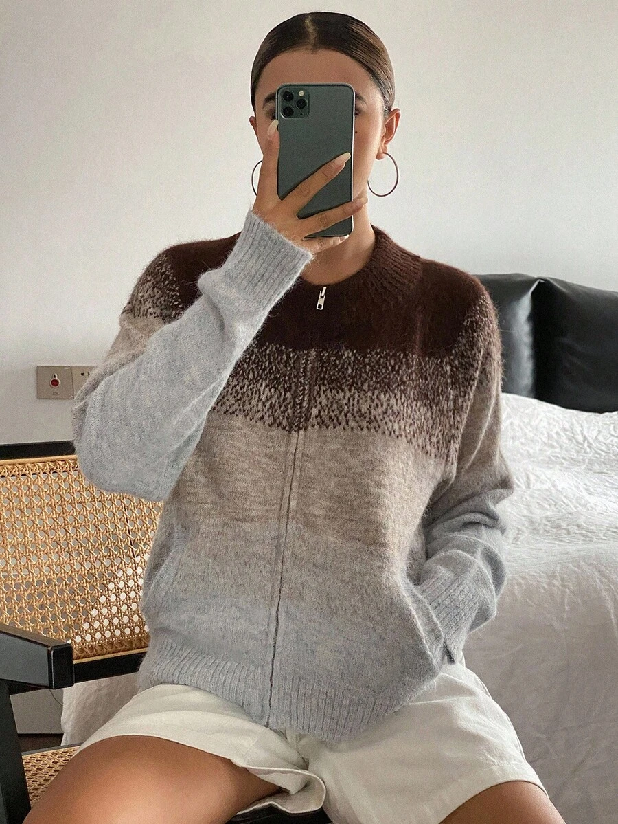 Livesso Women's Casual Loose Ombre Knit Sweater, Autumn