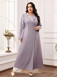 Al Najma Plus Size Women's Elegant Solid Color Abaya Dress Modest Business Dress