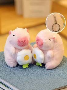 1 件水豚毛绒玩具钥匙扣挂件，柔软毛绒动物背包挂饰，汽车装饰配件，送给钥匙扣爱好者的礼物（水豚 3，可爱水豚毛绒玩具）。水豚毛绒玩具，水豚，可爱毛绒水豚。
