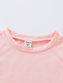 Young Girl' Casual Simple BIG Letter Print Short Sleeve T-Shirt, Summer - Pink - View 5