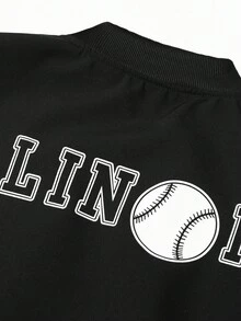 Manfinity EMRG Áo khoác bomber lót nhiệt in họa tiết Chicago dành cho nam, Thu Đông, Quà tặng hoàn hảo cho bạn trai và chồng trong ngày lễ - màu đen - Xem 5