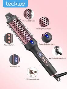 Teckwe 38mm Thermal Brush,Hair Curling Brush,Volumizing Hot Brush Hair Root Volume & Loose Curls,Ionic Straightening Brush,Newly Upgraded Composite Comb Teeth,Negative Ion Function,Hair Care Without Damaging Hair,Fast Heating Thermal Brush Suitable For Hair Salons,Families And Travel - EU Plug