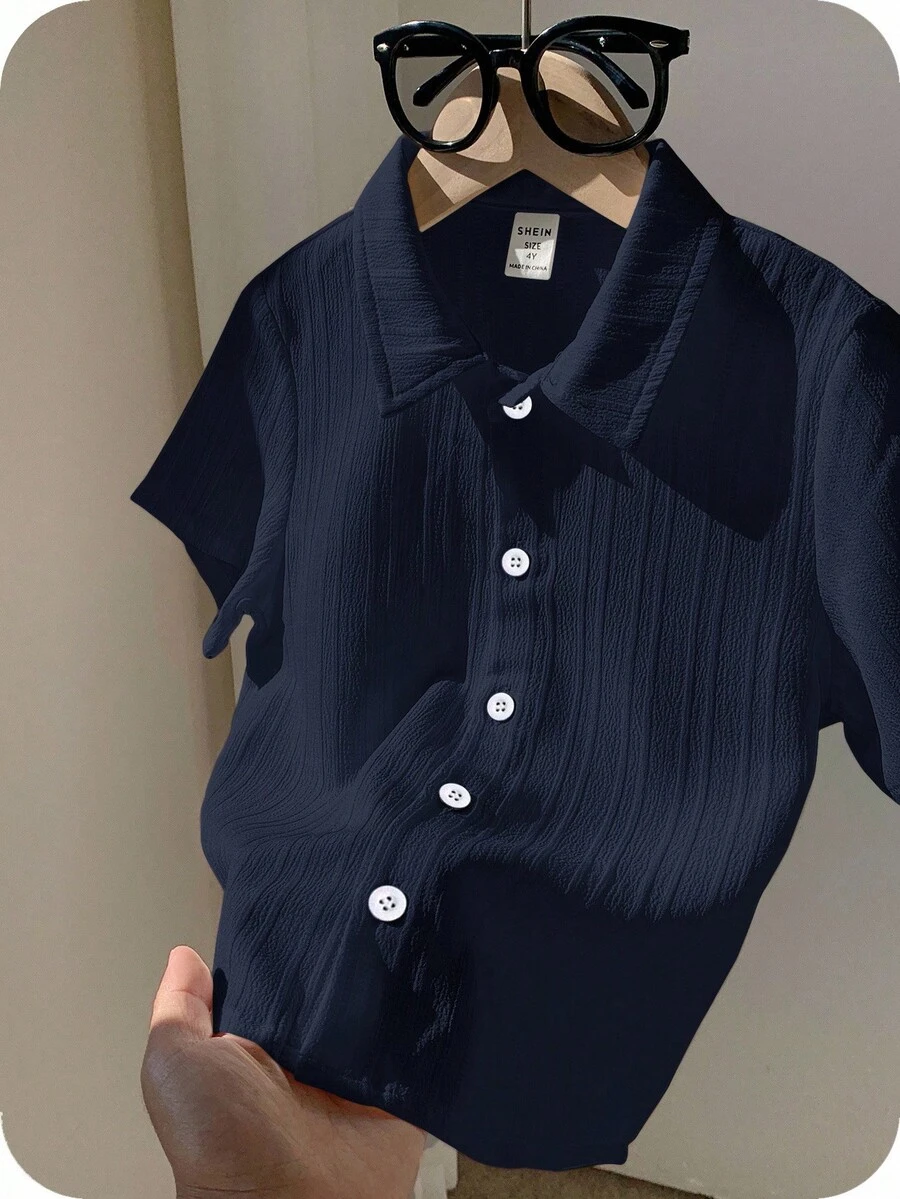 1 件年轻男孩儿童休闲学院舒适翻领宽松白色短袖衬衫适合通勤上学日常休闲学院适合返校适合生日派对、聚会、表演、婚礼、洗礼、返校日常适合上学适合旅行适合运动适合春夏季