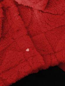 Baby Girl Solid Cami Jumpsuit & Button Front Teddy Jacket Fall Winter - Red - View 5