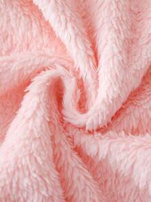 Genkimix Kids 女童毛绒睡衣套装，秋冬季，可爱粉色云朵爱心刺绣长袖上衣搭配灰色云朵印花长裤，两件套家居服 - 粉色 - 查看 8