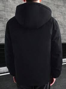 Manfinity CasualCool Men's Padded Coat With Detachable Hood, Lined With Padding, Fall/Winter - Black - View 2