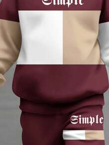 SHEIN 2 件套年轻男孩休闲宽松套头连帽衫，适合秋冬季 - 彩色 - 查看 5