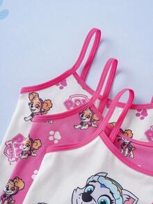 SHEIN | PAW Patrol 年轻女孩可爱卡通狗印花吊带背心和内裤套装 - 粉色 - 查看 6