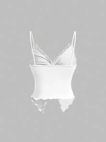 SHEIN MOD 女士扭纹前交叉无袖上衣，可爱上衣，黄色吊带背心 - 白色 - 查看 2