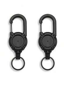 SHEIN Siliget Heavy Duty Lanyard Badge Reel With 23.6'' Steel Cord, Retractable Keyring For Outdoor Black - Multicolor - View 1