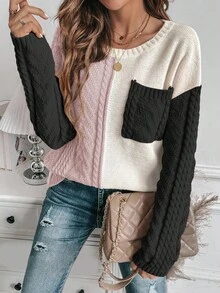 EMERY ROSE Suéter holgado de mujer de cuello redondo y manga larga, versátil para uso diario