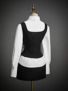 SHEIN ICON 女士万圣节星期三亚当斯服装套装裙套装 - 黑與白 - 查看 7