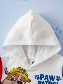 SHEIN | PAW Patrol Bluza z kapturem dla chłopca z nadrukiem uroczego psa w blokach kolorów, odpowiednia na jesień/zimę i do uprawiania sportów na świeżym powietrzu