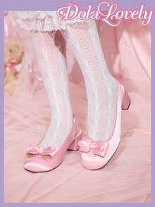 Dola Lovely Elegant Bowknot Mary Jane High Heels - Pink - View 4