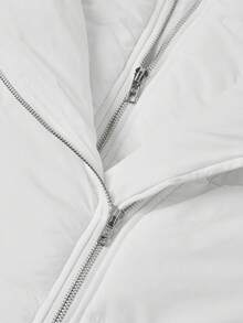 Ellevyn 女士厚白色夹克，带口袋，金属拉链，优雅日常穿着，秋冬 - 白色 - 查看 5