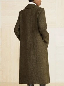 Aveloria Modichic Chaqueta larga de tweed de unicolor con cuello de blazer para ir al trabajo - Multicolor - Ver 6