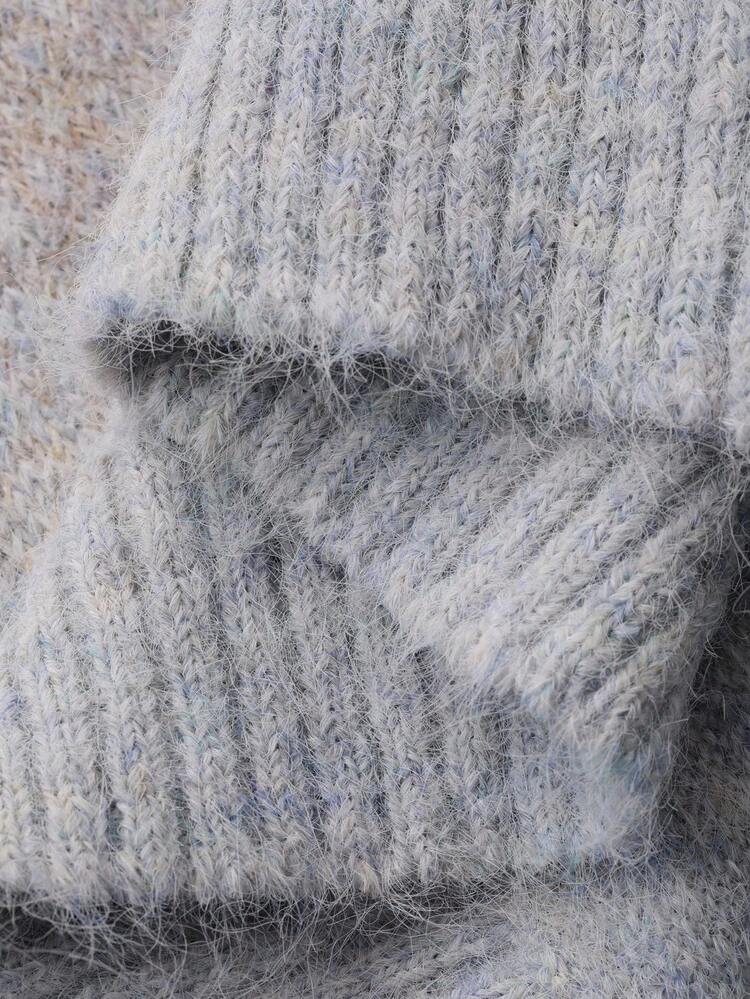 Livesso 女士休闲宽松渐变色针织毛衣，秋季 - 黑色 - 查看 7