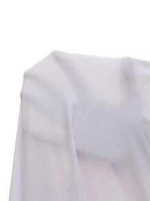 SHEIN Unity Top décontracté à manches longues pour femmes, col rond, dos nu, couleur unie, style décontracté et sport extérieur - Blanc - Voir 6