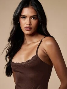 MISSGUIDED Luxury Seamless Bodysuit Lingerie With Floral Lace Trim High Cut One Piece Shapewear Thong Back Bodysuit Adjustable Straps Evening Wear - Brown - View 3