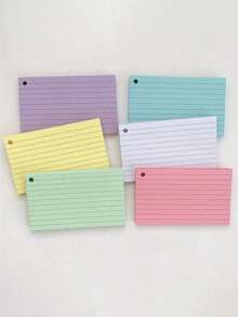 SHEIN 1000 Pezzi Chiluxendo Bristol Flash Cards, Schede A8 Perforate, Fogli di Tracciamento Flashcard, Schede di Revisione, con 10 Anelli di Rilegatura per Note di Studio a Scuola, in Ufficio e a Casa (10 Colori), Forniture Scolastiche, Ritorno a Scuola