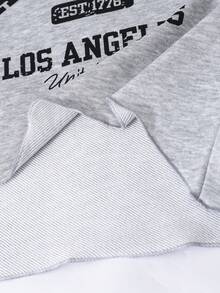 Sparklyn Tween Girls Letter Print Asymmetric Off-Shoulder Asymmetrical Hem Casual Sweatshirt Fall Winter - Grey - View 3