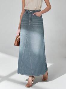 CLARA VERO 100% Cotton Low Waist Strong PP Skirt - Light Wash - View 5