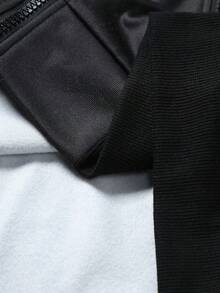 Manfinity EMRG Men's Patchwork Contrast Color Outdoor Windbreaker Bomber Jacket; Motorcycle Jacket; Racing Suit, Racing Jacket Racing Jersey Race Jacket Race Car Jacket Racing Shirt Motorsport Jacket , Fall Winter - Black and White - View 8