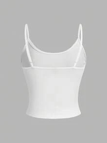 SHEIN EZwear 4 件套女士休闲紧身字母刺绣图案短款背心套装，百搭、舒适、时尚，适合夏季 - 彩色 - 查看 8