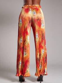 NYA SZN 裤脚高腰流苏荷叶边细节褶皱飘逸特殊场合活动早午餐商务休闲办公室返校秋冬适合女性通勤装 - 彩色 - 查看 3