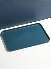 SHEIN 1PC Large Medium Small Rectangle Plastic Serving Tray For Kitchen Restaurant Organization Home Dining Commercial Use Durable Easy Clean Multipurpose Storage Dishwasher Buffet Party Serving Accessories - Navy Blue - View 3
