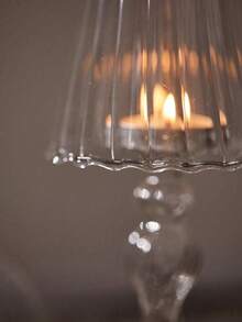 SHEIN 1 件优雅玻璃烛台 - 透明锥形，适合婚礼、派对和家居装饰 | 非常适合餐桌中心装饰和春季/家居美学 - 透明 - 查看 3